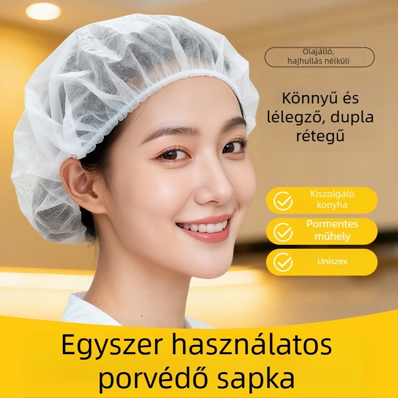 Egyszer használatos, nem szőtt anyagból készült hajháló, csík alakú, antistatikus, modell 444r, élelmiszeripari felhasználásra