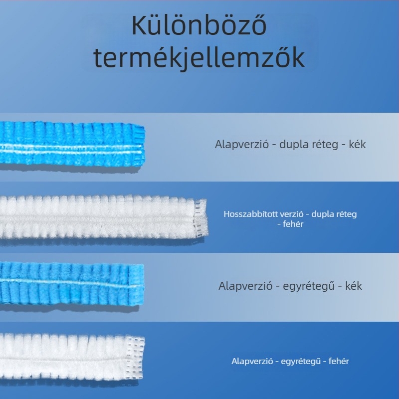 Egyszer használatos laboratóriumi kapucnis sapka nem szőtt anyagból, csíkos bélésével, porvédő (100 db/csomag, 20 csomag/doboz)