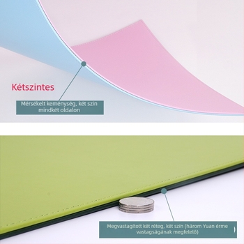 Laptophoz és irodai asztalhoz használható vastag, vízálló írásfelületű egérpad, PU bőr, kétoldalas, 60x30 cm