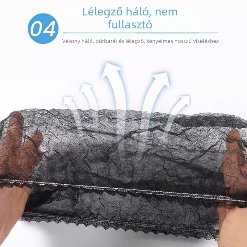 Egyszer használatos, nem szőtt anyagból készült szakácssapka hajhálóval, lélegezhető, porálló, beltéri használatra