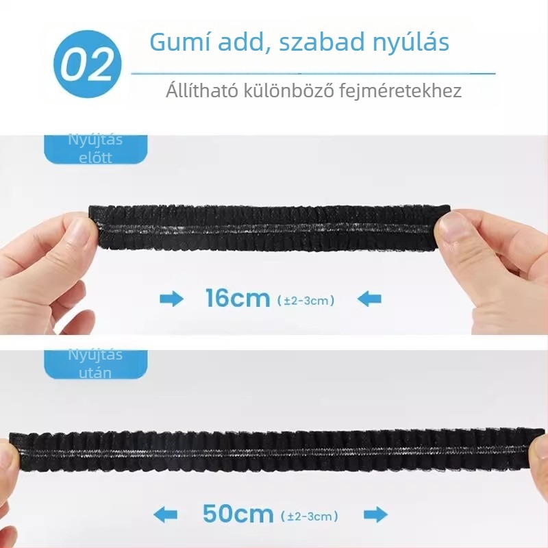 Egyszer használatos, nem szőtt anyagból készült szakácssapka hajhálóval, lélegezhető, porálló, beltéri használatra