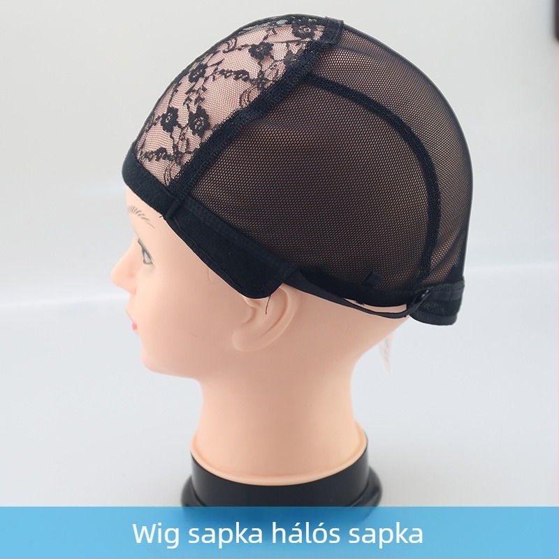 Parókához való hálós sapka, valódi emberi haj, hosszú haj, hosszú egyenes haj frufruval, forró festésre alkalmas