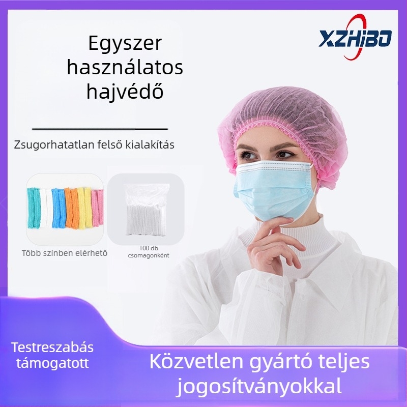 Egyszer használatos PP nem szőtt sapka, vastított kialakítás, por-, haj- és olaj-, festékálló védelem, modell RST-TM-ZB