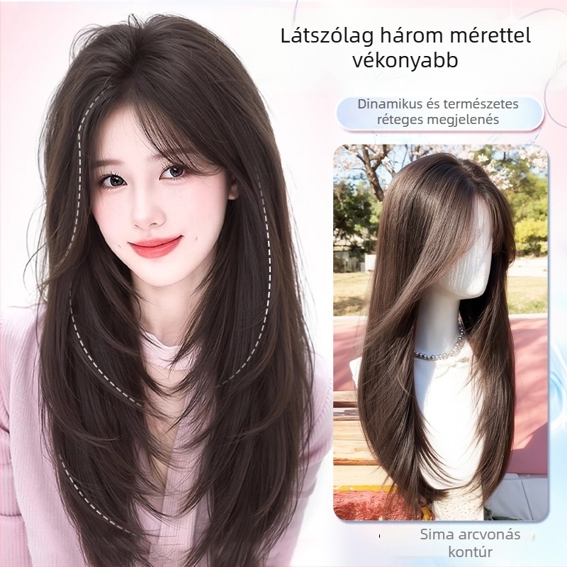 Paróka darab – egyenes haj, magas koronás, dús megjelenés; félig kézzel készített, kevert selyem; nem alkalmas festésre vagy göndörítésre.