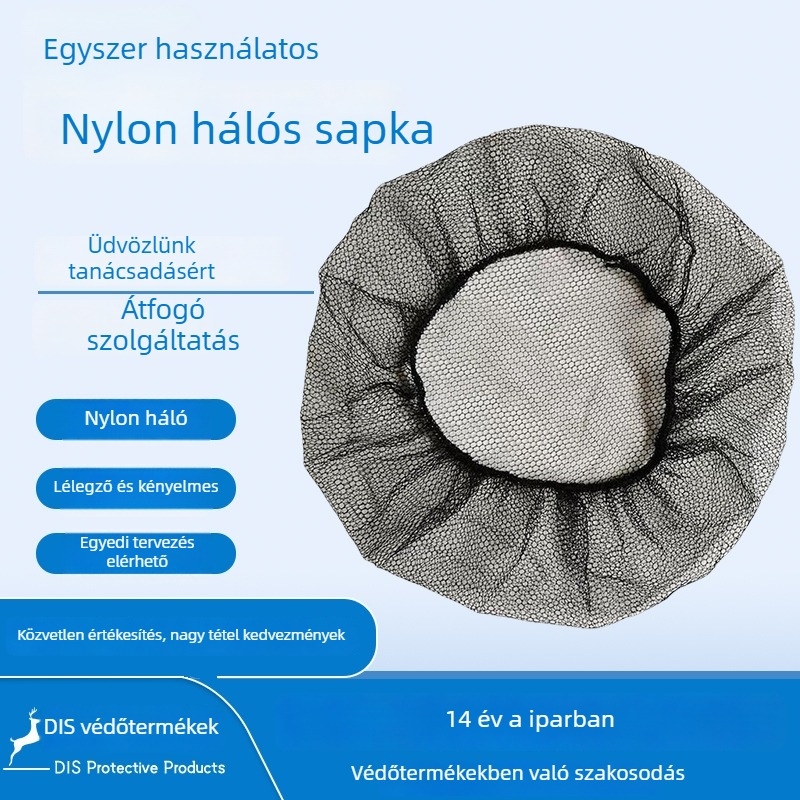 Nylon hálós sapka a haj védelmére - lélegző, ideális gyárakhoz és konyhákhoz, belső nylonhálóval (Típus: Szokásos biztonsági sisak; Belső: Nylonháló; Légáteresztő nyílások: Igen; Standardok: Gb15979-2002; Alkalmazási területek: Gyár, konyha)