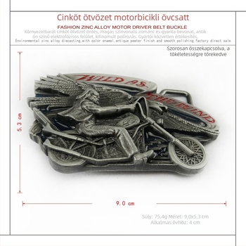 Övcsat cink‑ötvözetből, sima csat, nyugati cowboy stílus, modell 02170, antik ón bevonat