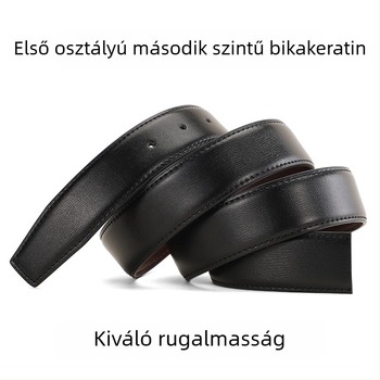 Férfiaknak készült öv valódi bőrből, két rétegű marhabőrből, ötvözet csat, tűcsattal záródó, szélesség 2-4 cm
