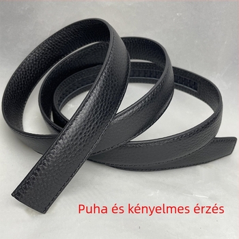 Női valódi bőrből készült öv, kétoldalas felső rétegű marhabőr, csat nélkül, kampóval záródó, embossált felület