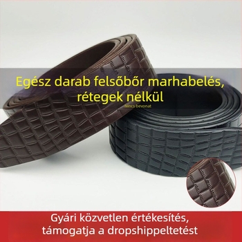 Valódi bőrből készült övcsík, felső rétegű szarvasmarha bőrből, embossált felület, automata csattal