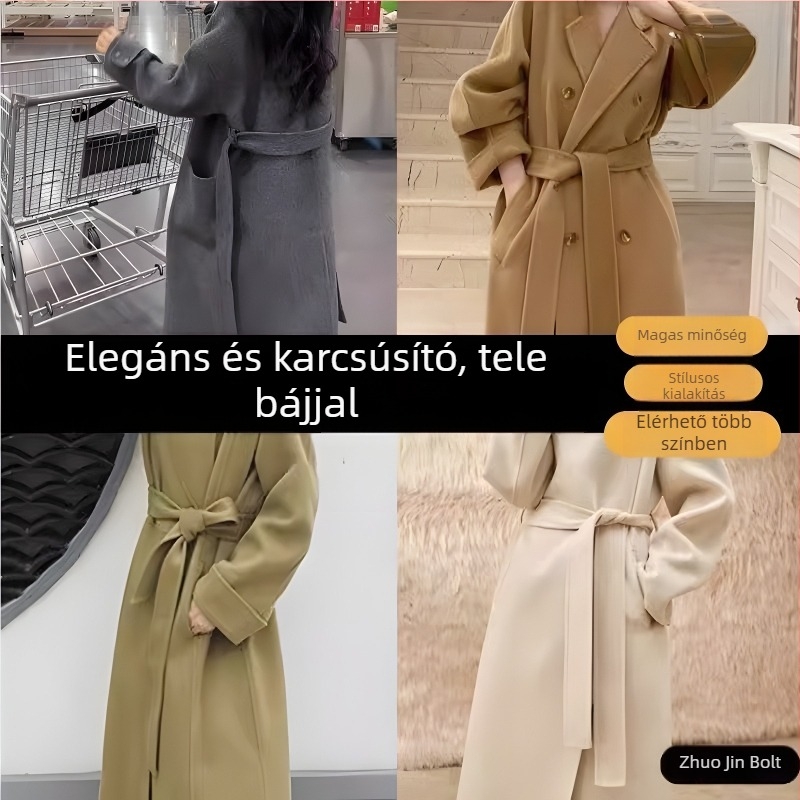 Női kétoldalas gyapjú öv külső ruházathoz, 5 cm széles, szabadidős stílus, téli, tavaszi és őszi ruházathoz