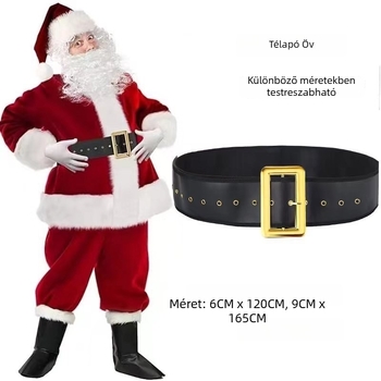 Nagy Mikulás öv a Mikulás jelmezhez — Mesterséges bőr, Műanyag csat, Tűcsatával (>4 cm) szélesség