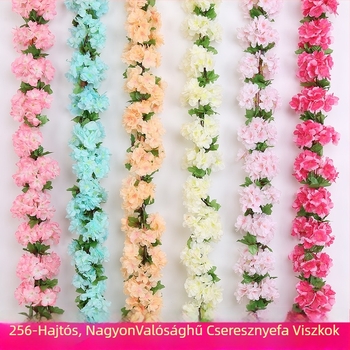 Mesterséges cseresznyefa futó szatén virágokkal, beltéri dekorációhoz, úgy tervezve, hogy körbefonja a csöveket