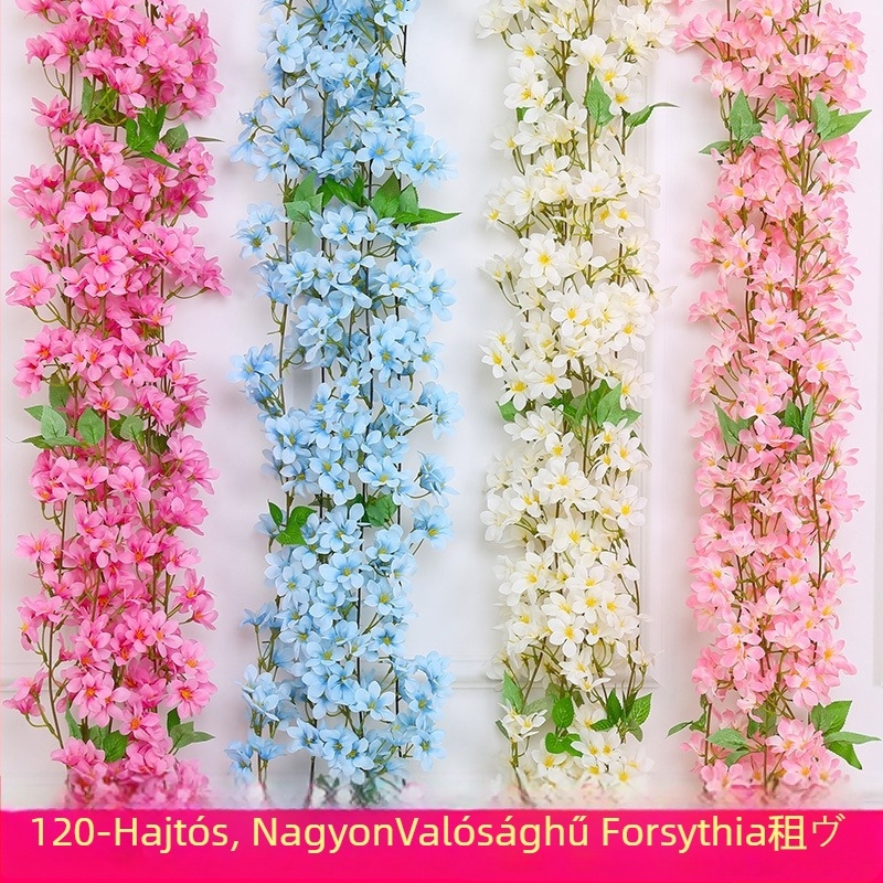 Mesterséges cseresznyefa futó szatén virágokkal, beltéri dekorációhoz, úgy tervezve, hogy körbefonja a csöveket