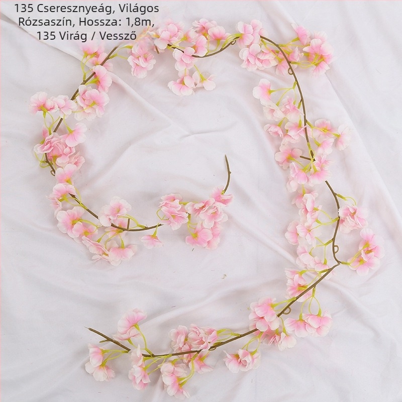 Mesterséges cseresznyefa futó szatén virágokkal, beltéri dekorációhoz, úgy tervezve, hogy körbefonja a csöveket