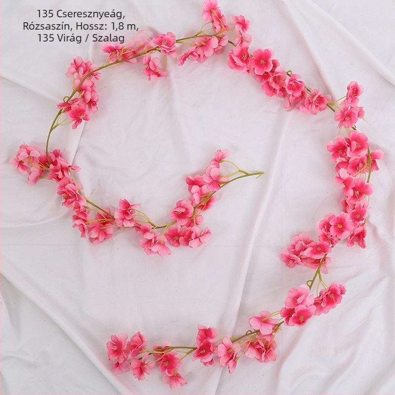 Mesterséges cseresznyefa futó szatén virágokkal, beltéri dekorációhoz, úgy tervezve, hogy körbefonja a csöveket