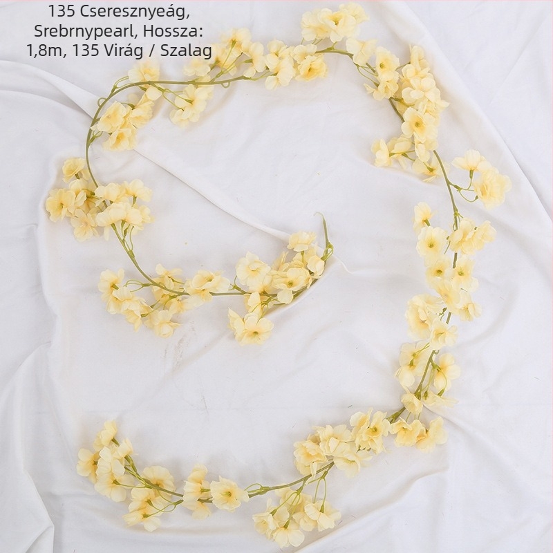 Mesterséges cseresznyefa futó szatén virágokkal, beltéri dekorációhoz, úgy tervezve, hogy körbefonja a csöveket