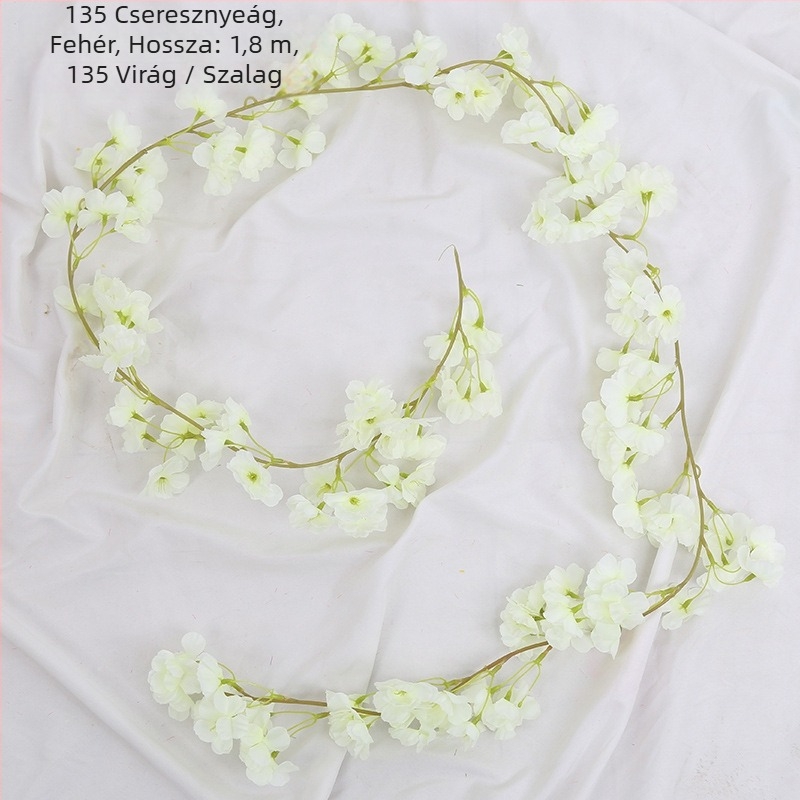 Mesterséges cseresznyefa futó szatén virágokkal, beltéri dekorációhoz, úgy tervezve, hogy körbefonja a csöveket