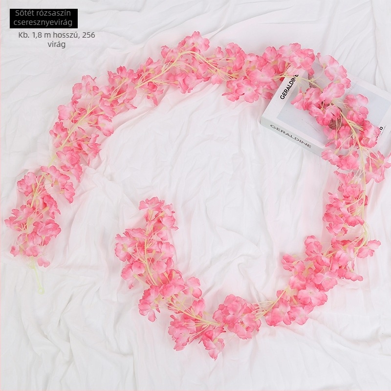 Mesterséges cseresznyefa futó szatén virágokkal, beltéri dekorációhoz, úgy tervezve, hogy körbefonja a csöveket
