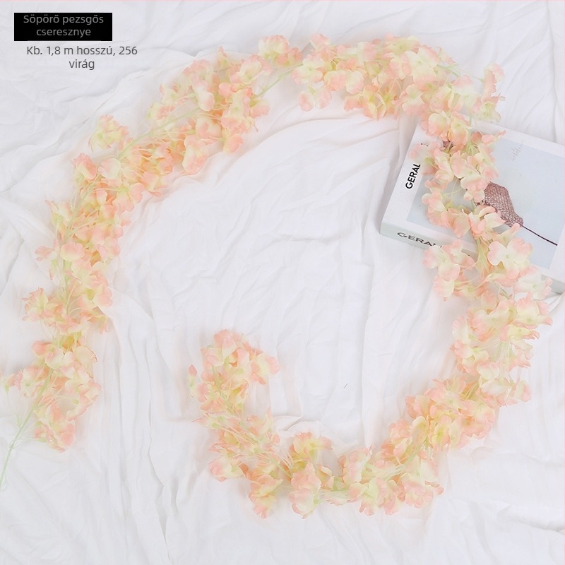 Mesterséges cseresznyefa futó szatén virágokkal, beltéri dekorációhoz, úgy tervezve, hogy körbefonja a csöveket