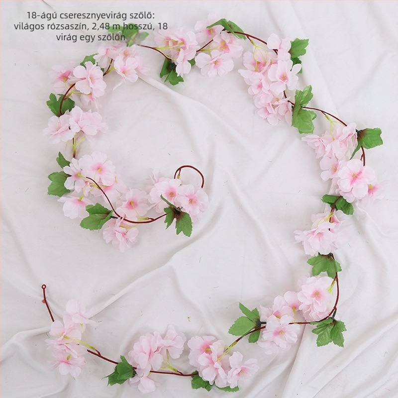 Mesterséges cseresznyefa futó szatén virágokkal, beltéri dekorációhoz, úgy tervezve, hogy körbefonja a csöveket