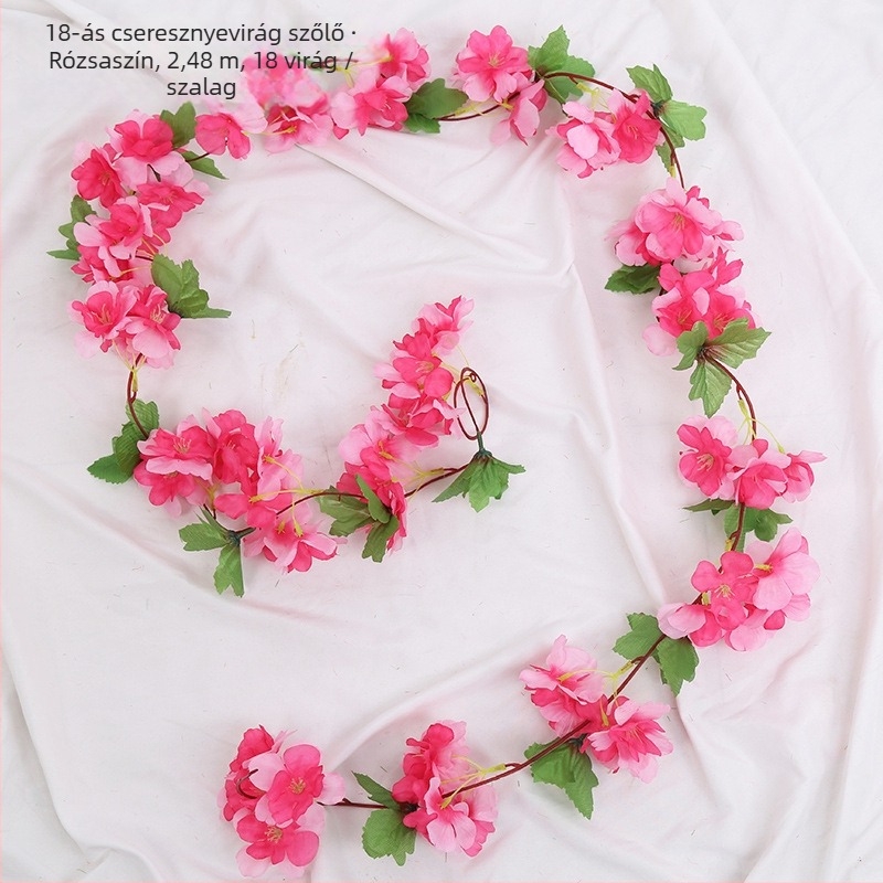 Mesterséges cseresznyefa futó szatén virágokkal, beltéri dekorációhoz, úgy tervezve, hogy körbefonja a csöveket
