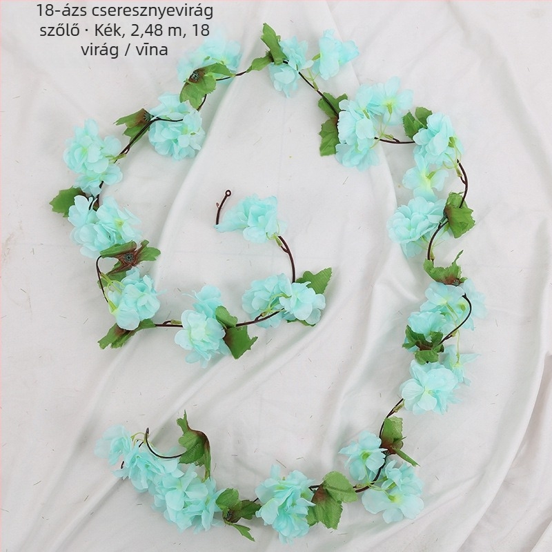 Mesterséges cseresznyefa futó szatén virágokkal, beltéri dekorációhoz, úgy tervezve, hogy körbefonja a csöveket