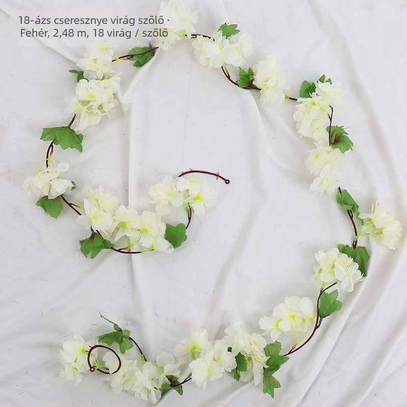 Mesterséges cseresznyefa futó szatén virágokkal, beltéri dekorációhoz, úgy tervezve, hogy körbefonja a csöveket