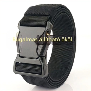 Uniszex nylon kanvas öv, ötvözetes automata csattal, szélesség 2-4 cm, hossz egy körrel, elektroplakált felülettel