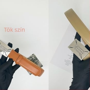 PU bőr öv farmerhez, ötvözetből készült négyszögletes csattal és sima zárással