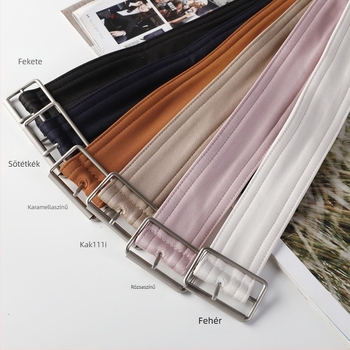 Széles öv ruhákhoz és kabátokhoz, textilből készült, ötvözet téglalap alakú csattal és záróval, lezser stílus