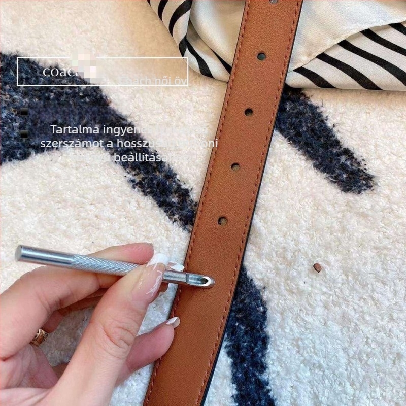 PU bőr női öv C alakú csattal, hétköznapi és üzleti stílus, 115 cm hosszú, ajándékdobozos csomagolás