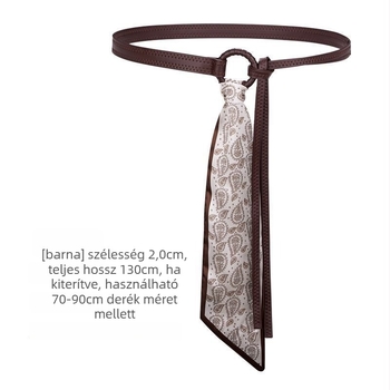 PU anyagú öv selyemsállal és szalaglánccal - Fűzőzáras zárás, 2–4 cm szélesség, Internetes sztár stílus