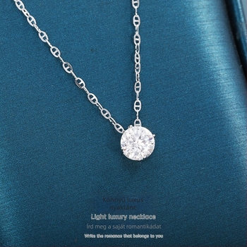 Sterling ezüst ovális moissanit nyaklánc nőknek, minimalista és elegáns ékszer