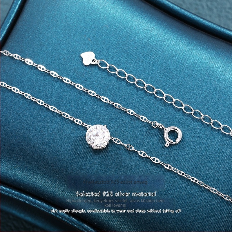 Sterling ezüst ovális moissanit nyaklánc nőknek, minimalista és elegáns ékszer