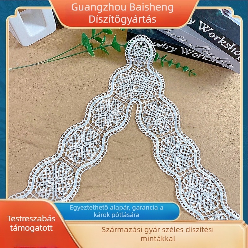 V-nyakú csipkés gallér hímzéssel – DIY hamis gallér tej-selyem, Yum márka