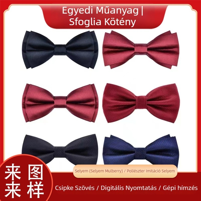 Csokornyakkendő jacquard szövésű poliészter és selyem, uniszex, egyedi gyártás, bowknot forma