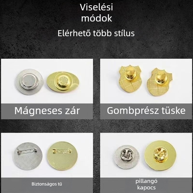 Testreszabható fémből készült jelvény zománccal, rajzfilmszerű dizájnnal; vállalati rendezvényekre, iskolai emblémákhoz és emlékérméhez