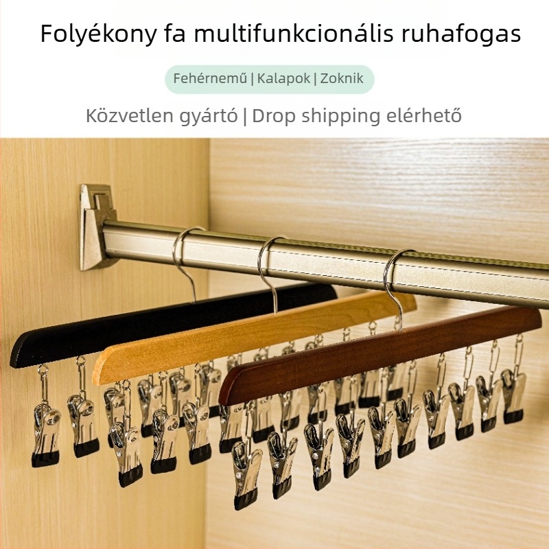 Ruilin faanyagú többklipszes ruhatartó, 10 klippel, RL0043, összecsukható