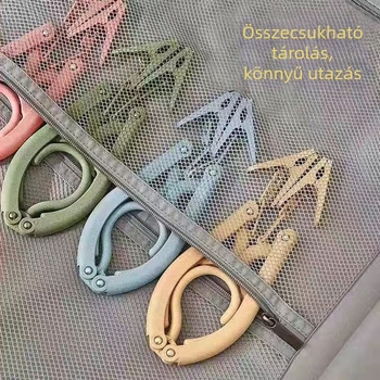 Összecsukható, hordozható ruhafogas klipekkel, teleszkópos ruhaszárító