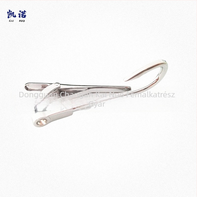 Horgos formájú nyakkendőkapocs, retro stílusú, gyémántokkal díszített, réz