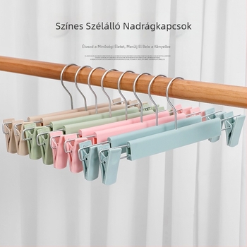 Műanyag tárolóklipszek – csúszásmentes, hajtogathatók, felakaszthatók, helytakarékos tároláshoz, univerzális ruhadarabokra (nadrág, fehérnemű, zokni, sál), PP anyag