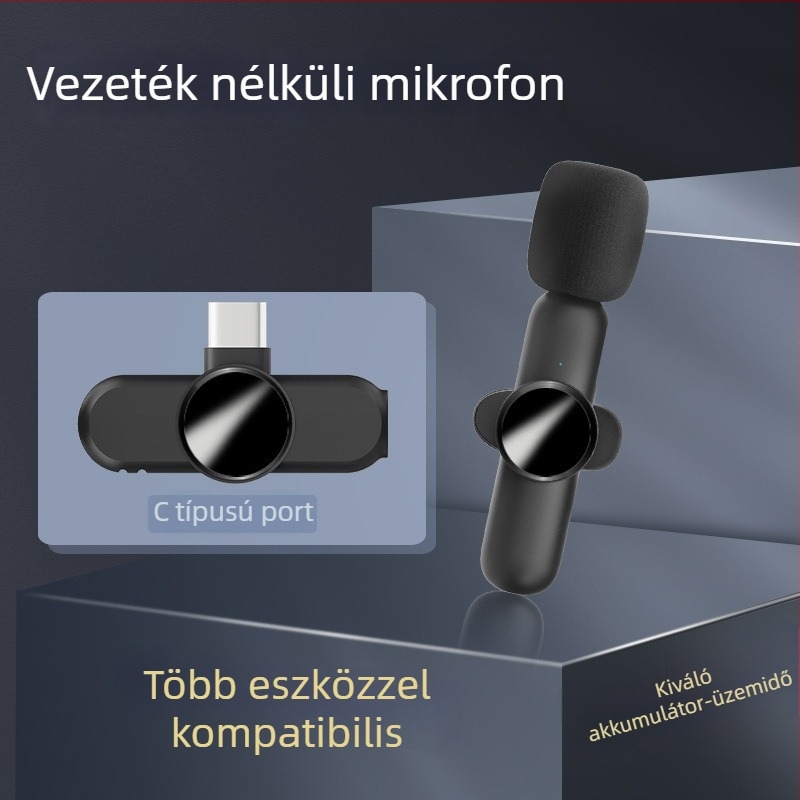 Vezeték nélküli lavalier mikrofon ultrahosszú üzemidővel mobil élő közvetítéshez, interjúkhoz, zajcsökkentés