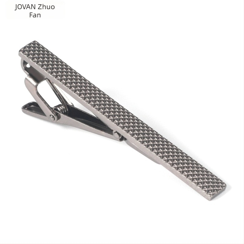 Réz nyakkendő-klip, síkfejű, minimalist design, stancolt felület, geometriai minta, K9 tisztaság