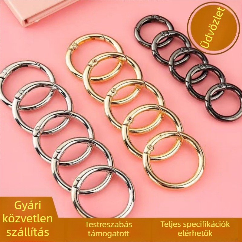 Cinkötvözet kulcstartó rugós gyűrűvel és nyitott gyűrűvel