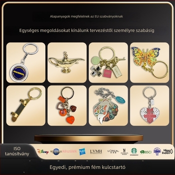 3D-s fém kulcstartó egyedi logóval, utánzott zománcfényezéssel, könnyű luxus stílusú, táskára szánt medál