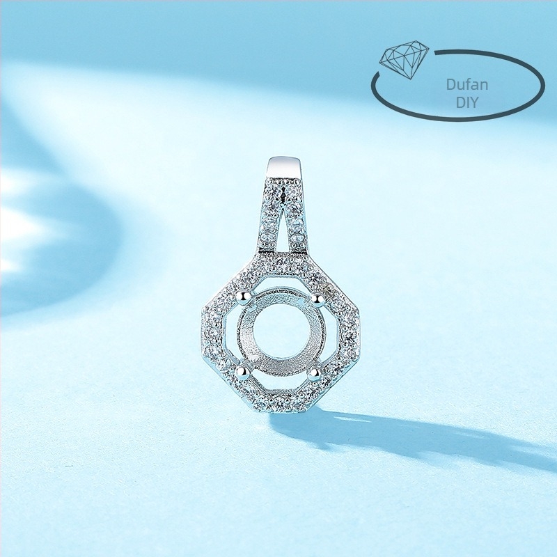 Réz medál tartó DIY beépítéshez, kör alakú Ice Flower vágású gyémánt imitáció, elektroplatált alkatrész nyaklánchoz