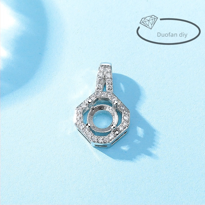 Réz medál tartó DIY beépítéshez, kör alakú Ice Flower vágású gyémánt imitáció, elektroplatált alkatrész nyaklánchoz