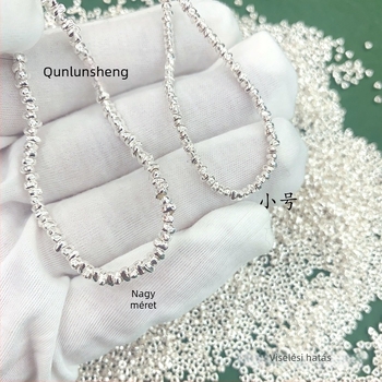 Qunlvsheng S925 ezüst háromszög alakú gyöngyök — DIY karkötő és nyaklánc spacer gyöngyök, ezüst ékszer alkatrészek
