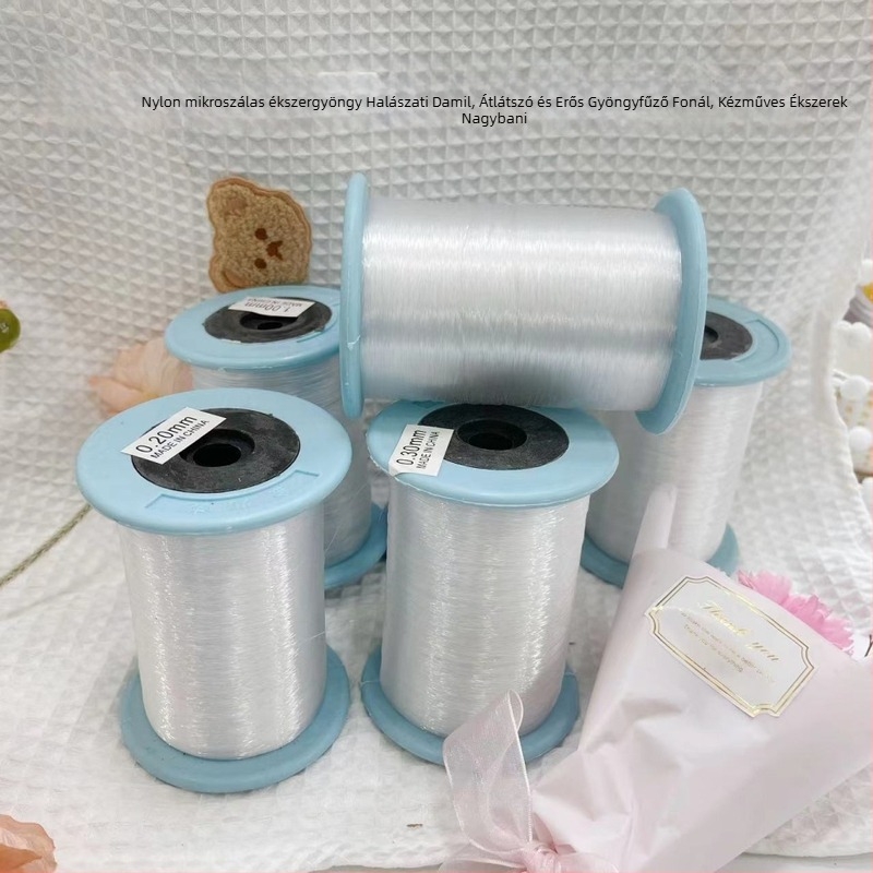 Nylon gyöngyfűző damil – átlátszó és erős, kézzel szövött damil DIY ékszerekhez (nagy tekercs)