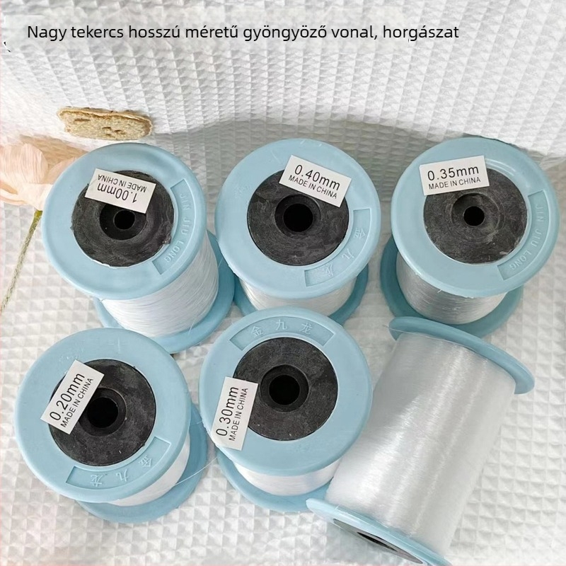Nylon gyöngyfűző damil – átlátszó és erős, kézzel szövött damil DIY ékszerekhez (nagy tekercs)